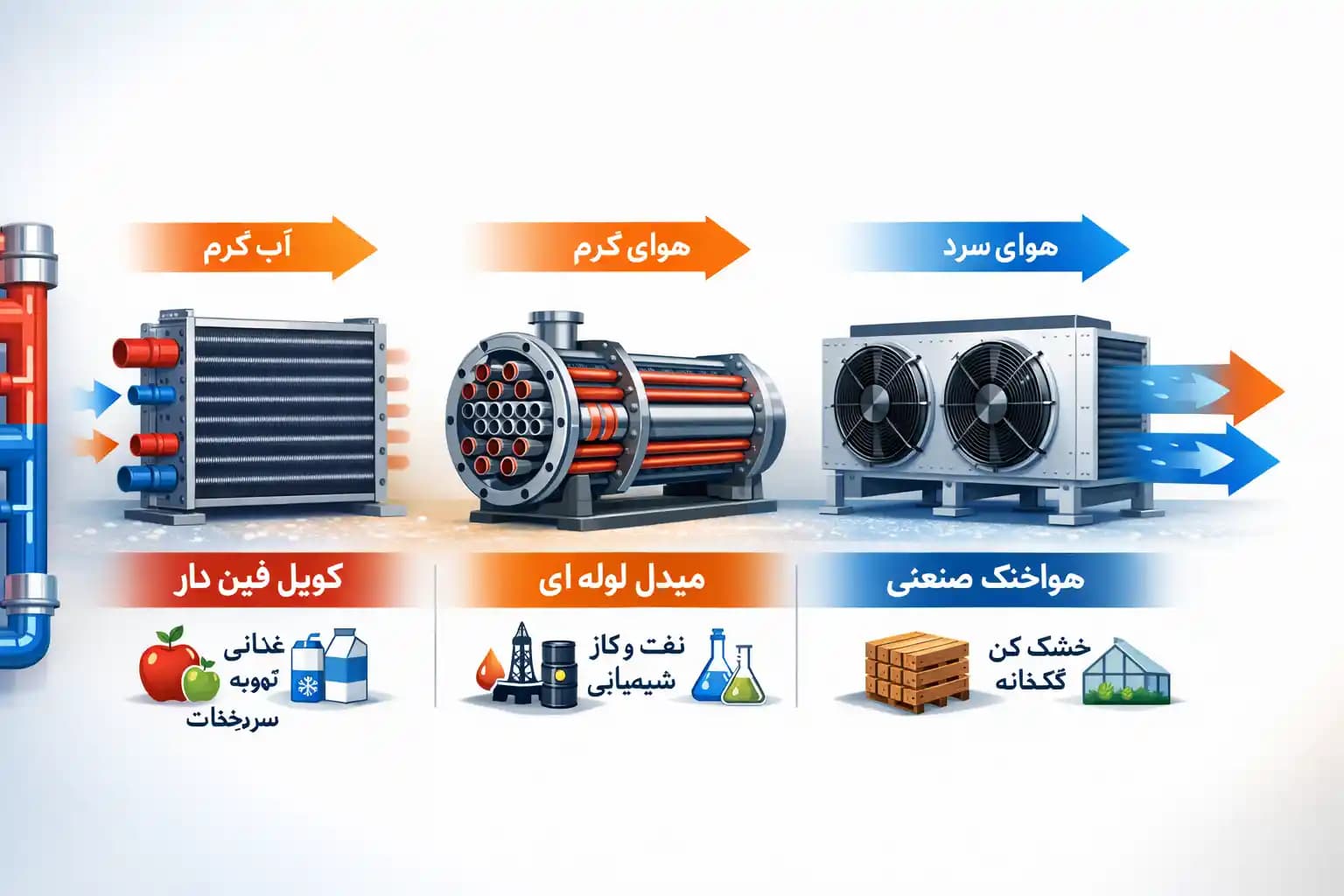 مبدل حرارتی آب به هوا در موقعیت های مختلف صنعتی
