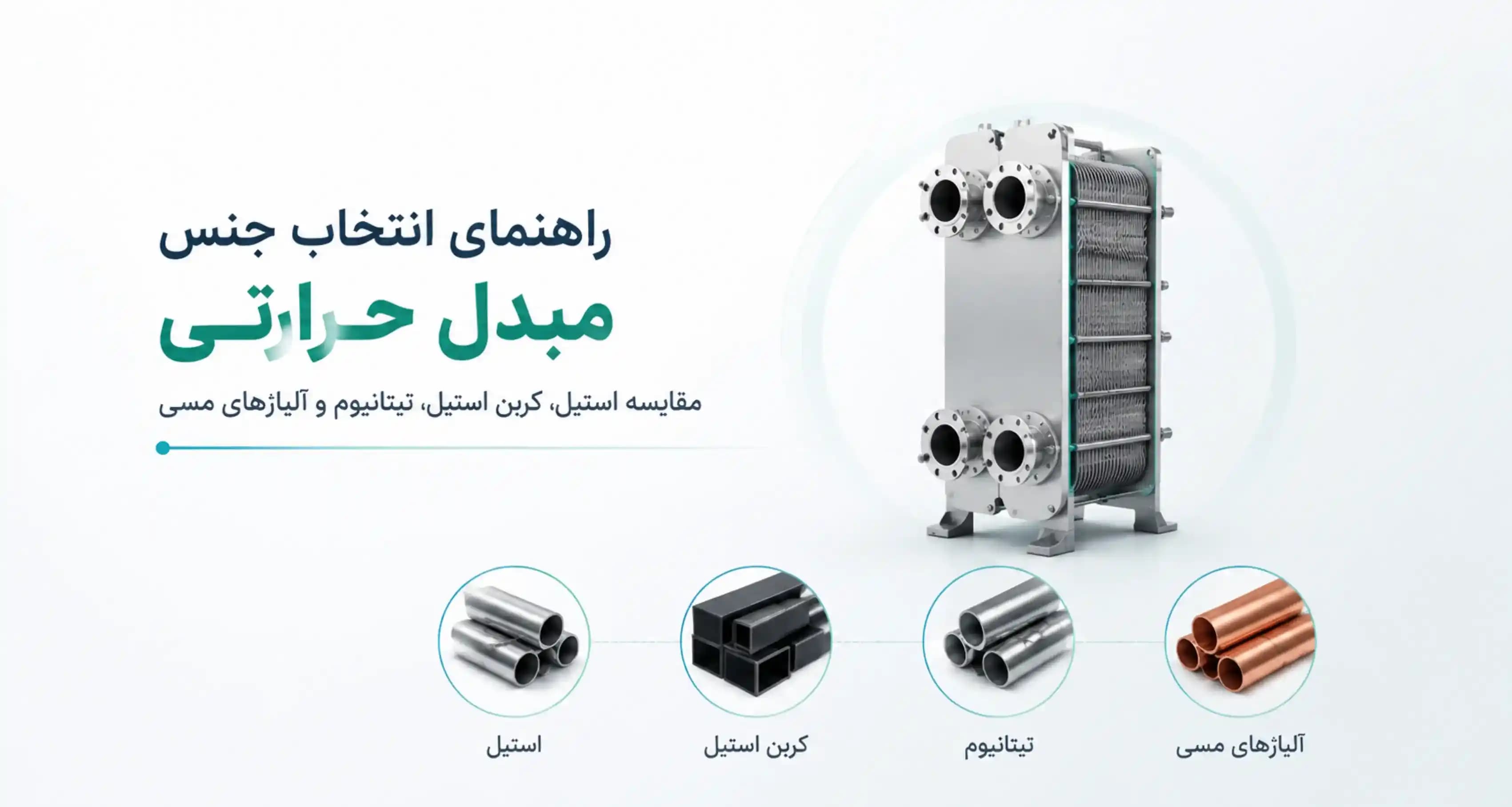 راهنمای انتخاب جنس مبدل حرارتی؛ مقایسه استیل، کربن استیل، تیتانیوم و آلیاژهای مسی