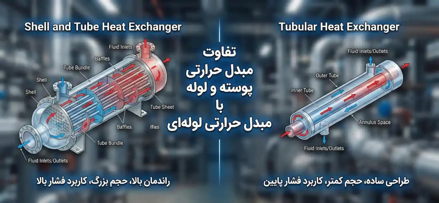 مقایسه مبدل پوسته و لوله و دو لولهای؛ تفاوت طراحی، راندمان و انتخاب
