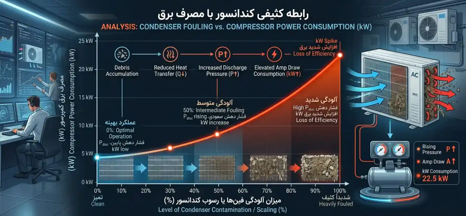 رابطه کثیفی کندانسور با مصرف برق