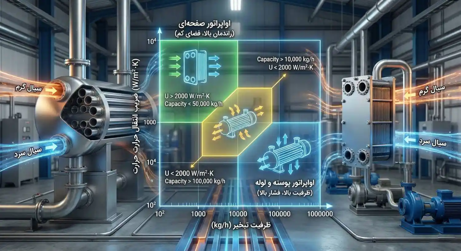 نمودار انتخاب اواپراتور بر اساس ظرفیت و راندمان