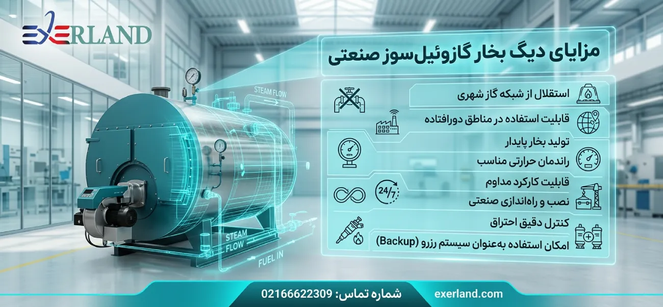 مزایای دیگ بخار گازوئیل‌سوز صنعتی