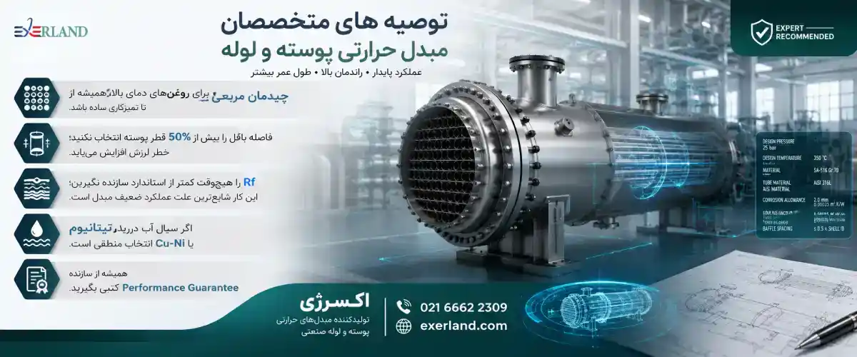 توصیه های متخصصان مبدل حرارتی پوسته و لوله توصیه های متخصصان مبدل حرارتی پوسته و لوله