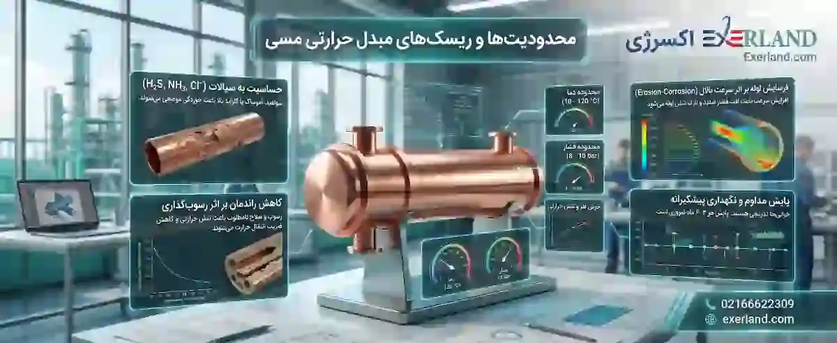 محدودیت‌ها و ریسک‌های مبدل حرارتی مسی