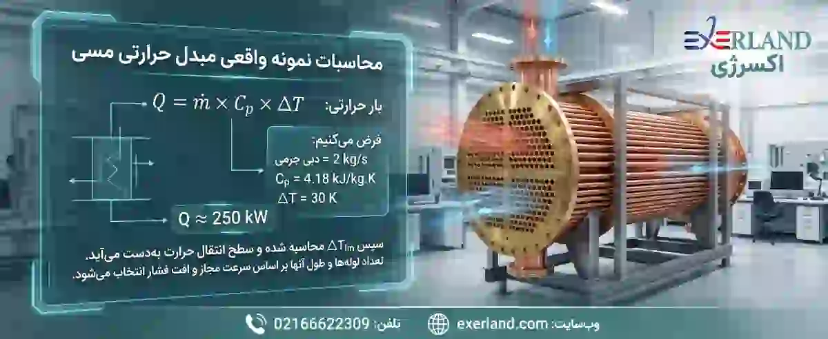 محاسبات نمونه واقعی مبدل حرارتی مسی