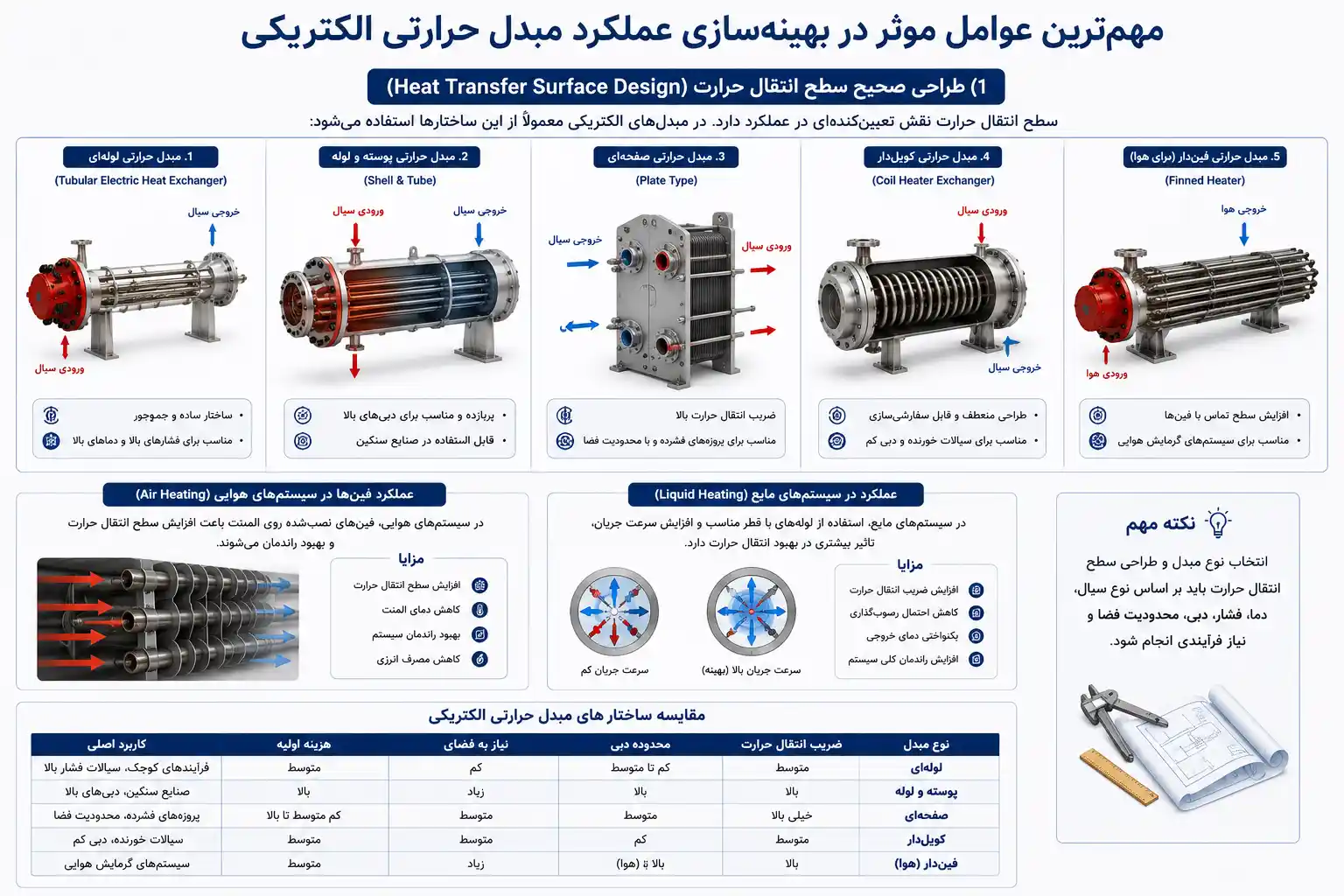 مهمترین عوامل موثر در بهینهسازی عملکرد مبدل حرارتی الکتریکی مهمترین عوامل موثر در بهینهسازی عملکرد مبدل حرارتی الکتریکی