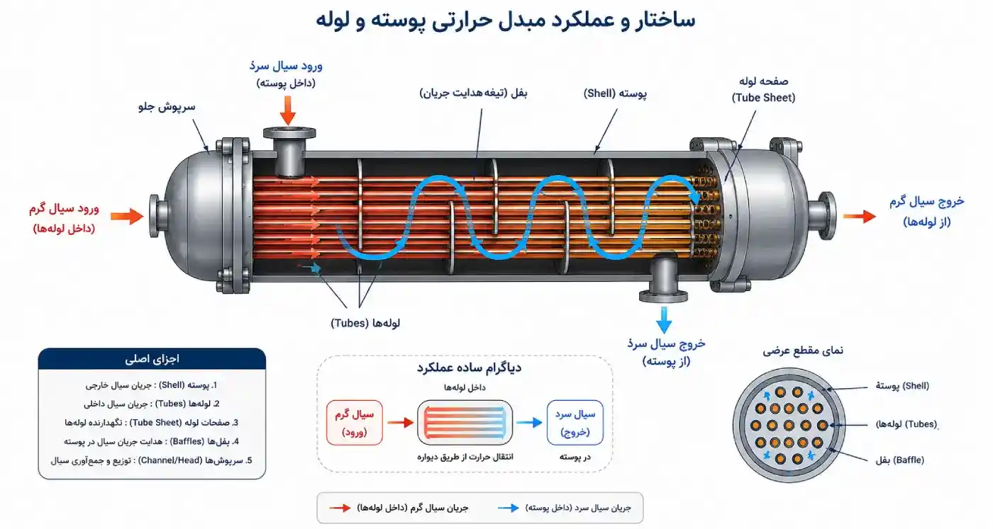 دیاگرام مبدل پوسته و لوله دیاگرام مبدل پوسته و لوله