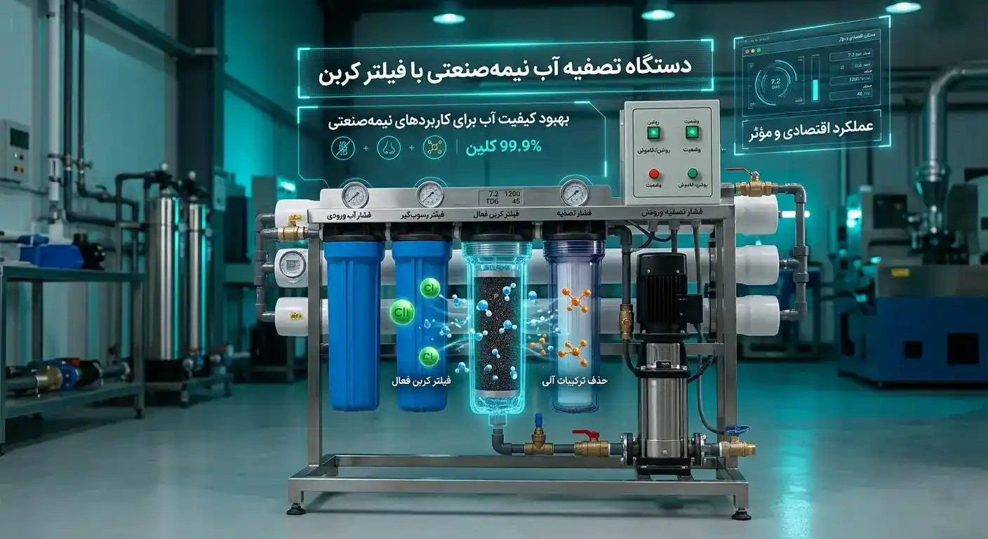 دستگاه تصفیه آب نبمه صنعتی با فیلتر کربن- 1