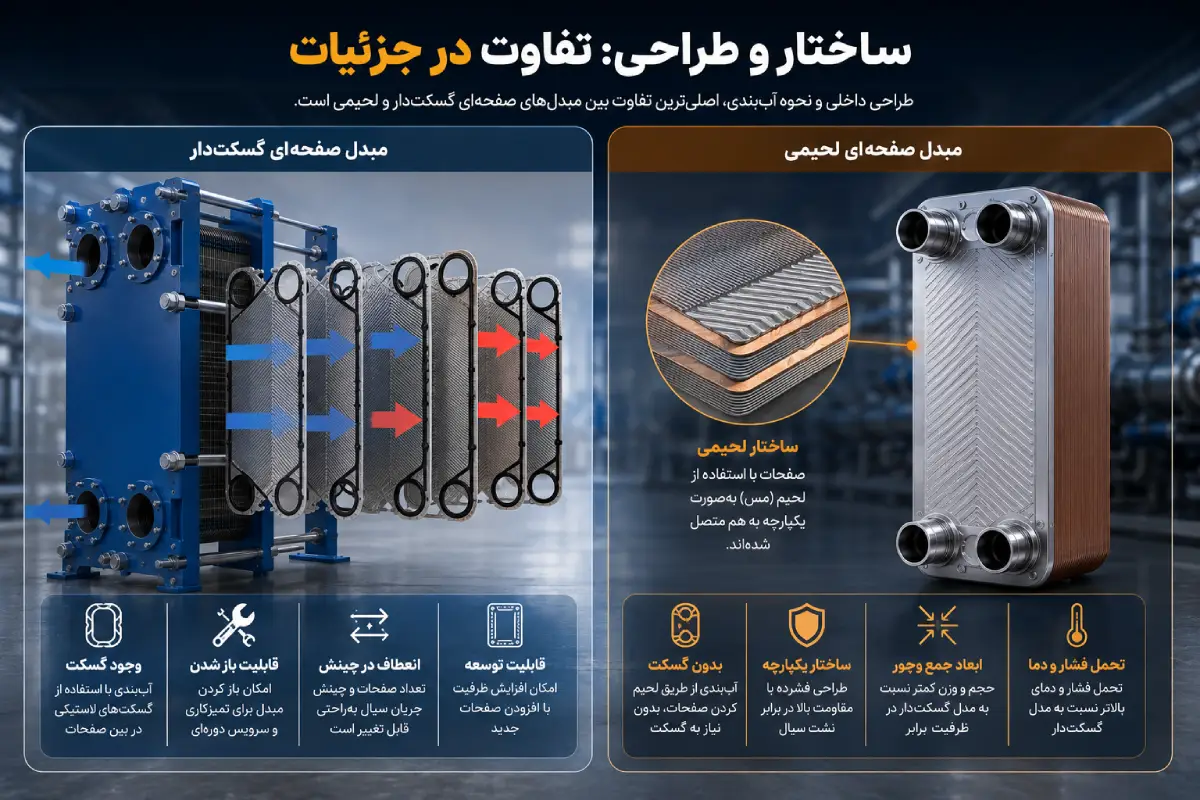 مقایسه کامل مبدل حرارتی صفحه ای گسکت دار و لحیمی مقایسه کامل مبدل حرارتی صفحه ای گسکت دار و لحیمی
