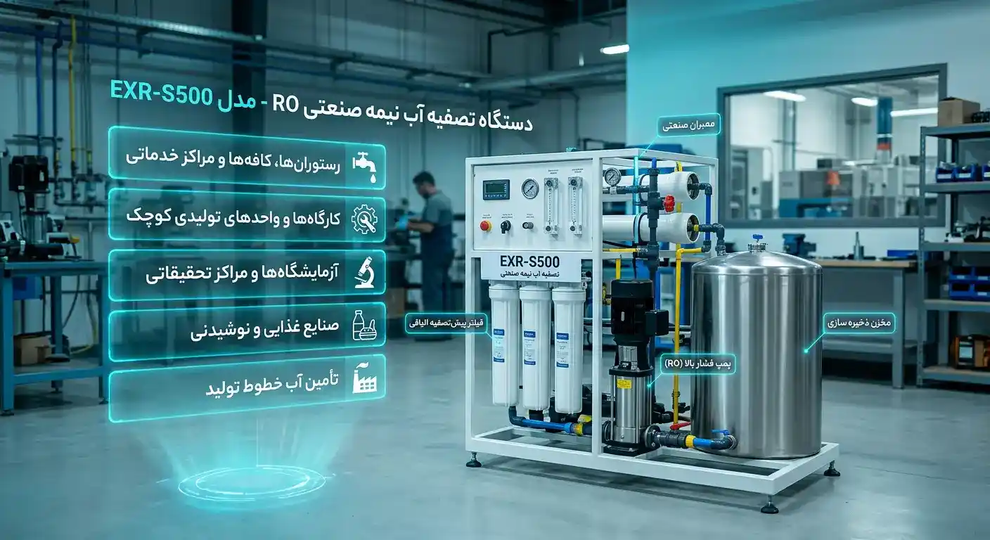 کاربردهای دستگاه تصفیه آب نیمه صنعتی RO مدل EXR-S500 کاربردهای دستگاه تصفیه آب نیمه صنعتی RO مدل EXR-S500