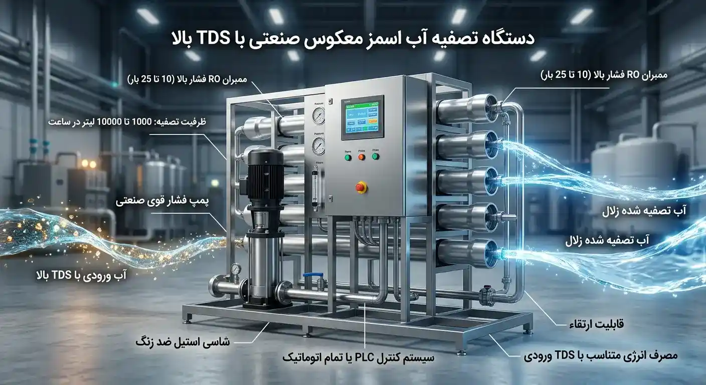 مشخصات فنی دستگاه تصفیه RO با TDS بالا مشخصات فنی دستگاه تصفیه RO با TDS بالا