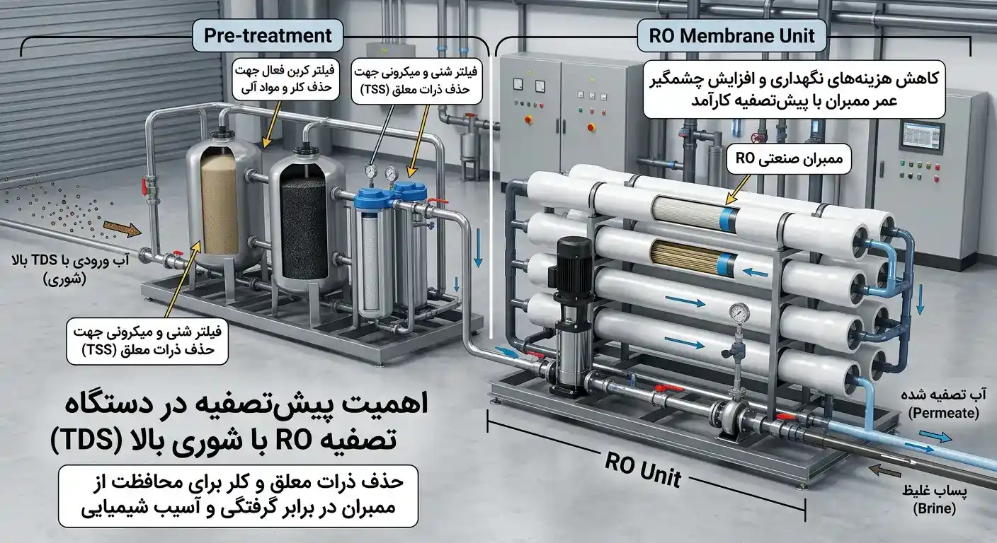 اهمیت پیشتصفیه در دستگاه تصفیه RO با TDS بالا اهمیت پیشتصفیه در دستگاه تصفیه RO با TDS بالا