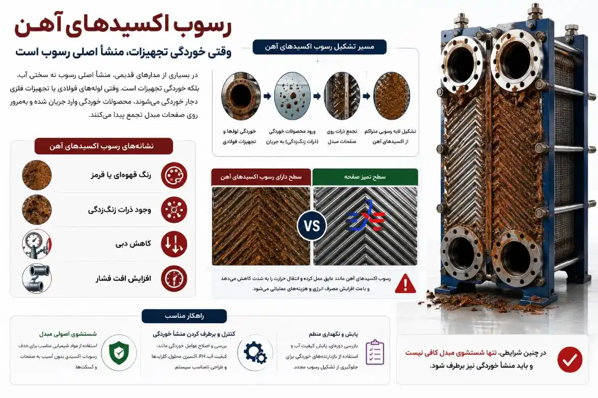 رسوب اکسیدهای آهن مبدل حرارتی صفحه ای