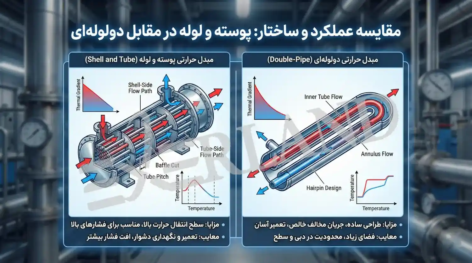 مقایسه عملکرد مبدل پوسته و لوله و دو لولهای در انتقال حرارت مقایسه عملکرد مبدل پوسته و لوله و دو لولهای در انتقال حرارت