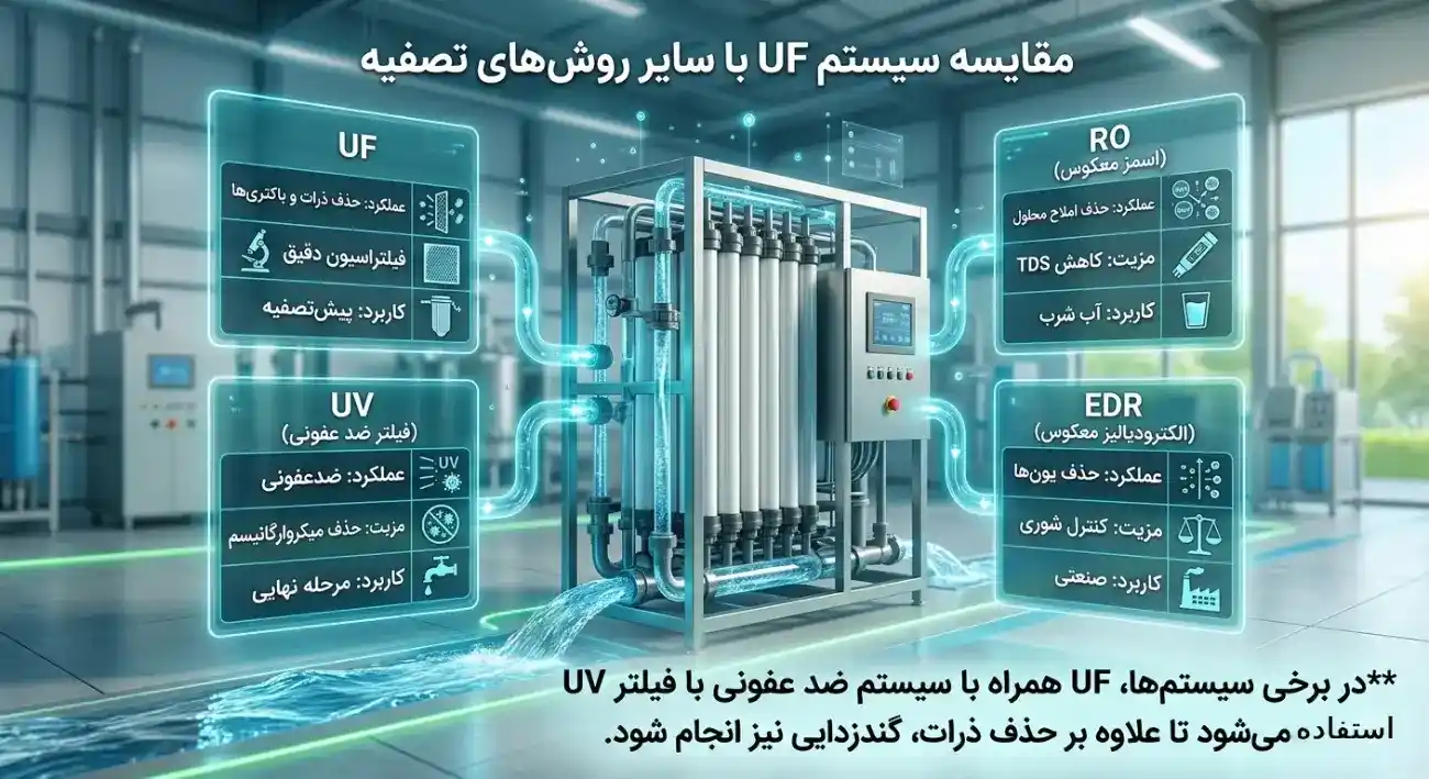 مقایسه دستگاه ufبا سایر روش های تصفیه مقایسه دستگاه ufبا سایر روش های تصفیه