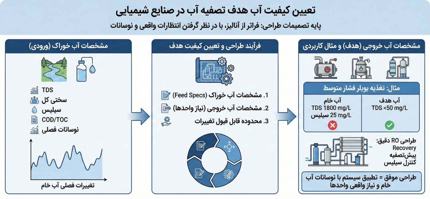 تعیین کیفیت آب هدف&nbsp;تصفیه آب در صنایع شیمیایی