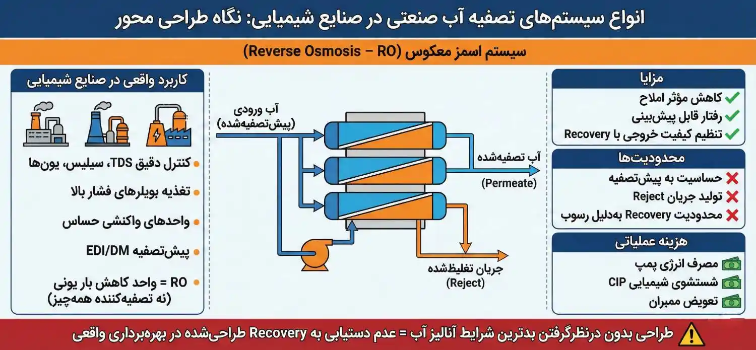 انواع سیستم‌های تصفیه آب صنعتی در صنایع شیمیایی نگاه طراحی محور
